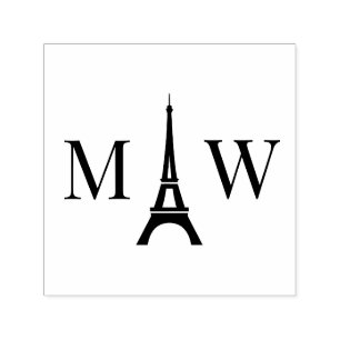 Tampon Auto-encreur Tour Eiffel 2 Monogramme Mariage initial
