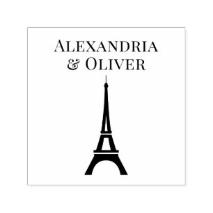 Tampon Auto-encreur Tour Eiffel Silhouette Prénom ou couple