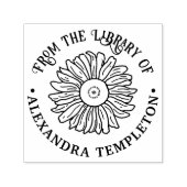 Tampon Auto-encreur Tournesol Rustique #1 Rond Nom du livre (Design)