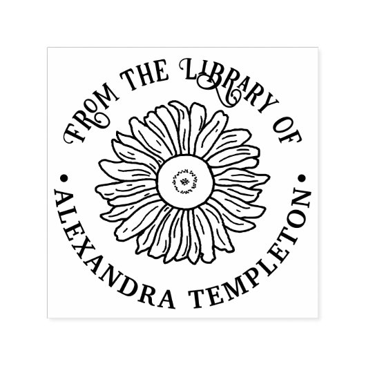 Tampon Auto-encreur Tournesol Rustique #1 Rond Nom du livre (Design)