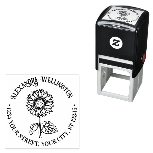 Tampon Auto-encreur Tournesol simple élégant #4R Nom Adresse de retour (En situation)