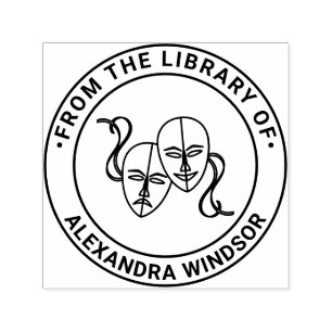 Tampon Auto-encreur Tragédie Comédie Masques théâtraux #1 Nom du livre