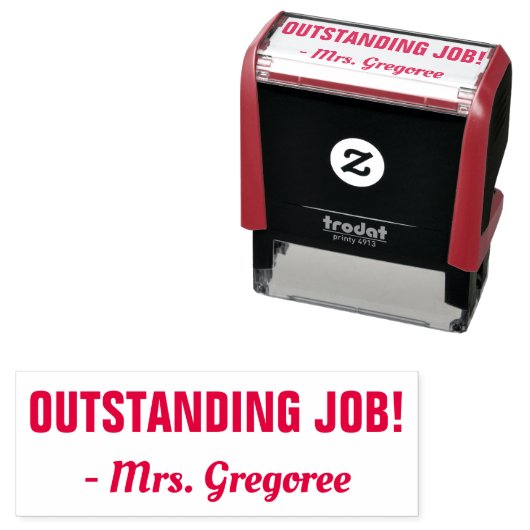 Tampon Auto-encreur "TRAVAIL EXCEPTIONNEL !" + Nom de l'enseignant per (En situation)