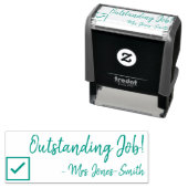 Tampon Auto-encreur "Travail exceptionnel !" + Nom de l'enseignant per (En situation)