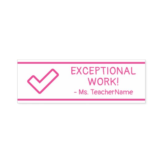 Tampon Auto-encreur "TRAVAIL EXCEPTIONNEL !" + Nom de l'enseignant Tim (Design)