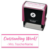 Tampon Auto-encreur "Travail exceptionnel !" + Nom de l'enseignant Tim (En situation)