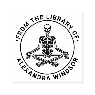 Tampon Auto-encreur Tri Leged Méditation Skeleton Nom du livre de bibl
