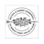 Tampon Auto-encreur Tribal Flèche Rose Fleurs Couple Round Adresse (Design)