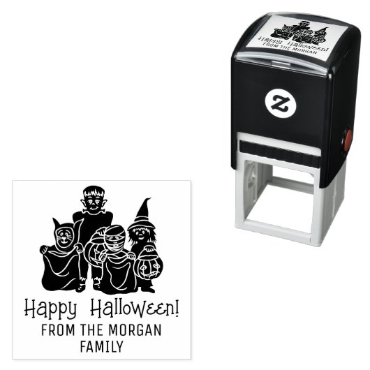 Tampon Auto-encreur Trick r Traitements Silhouette Happy Halloween Voe (En situation)