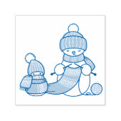 Tampon Auto-encreur Tricot Snowman en Casquette nu et Écharpe (Design)