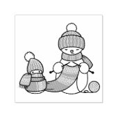 Tampon Auto-encreur Tricot Snowman en Casquette nu et Écharpe (Design)