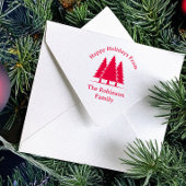 Tampon Auto-encreur Trois Pins Arbres Rustique Noël Salutation