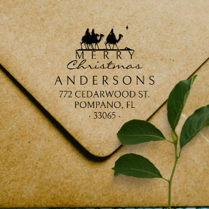 Tampon Auto-encreur Trois Rois Élégant Noël Adresse de retour