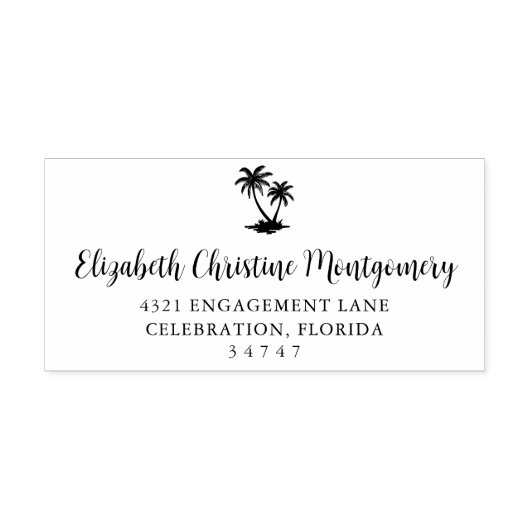 Tampon Auto-encreur Tropical Palm Tree Home Adresse (Design)