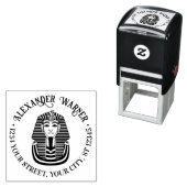 Tampon Auto-encreur Tutankhamen Funeraire Nom du masque Adresse de ret (En situation)