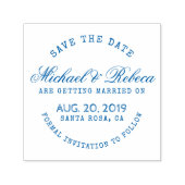 Tampon Auto-encreur Typographie Bleu Arrondi Rustique Enregistrer Le M (Design)