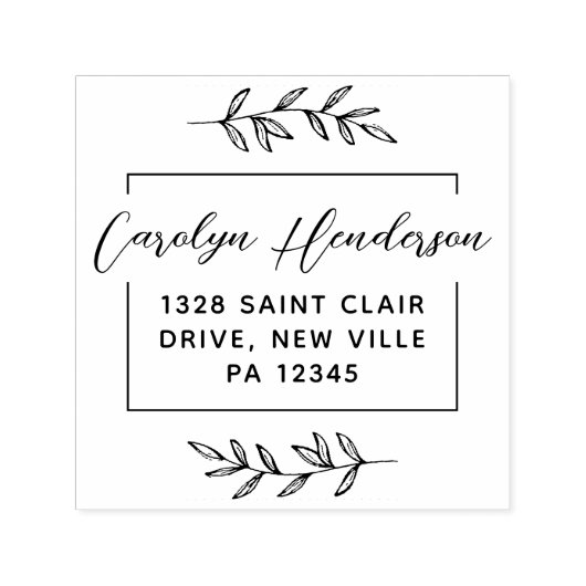 Tampon Auto-encreur Typographie Feuille chic et noire (Design)