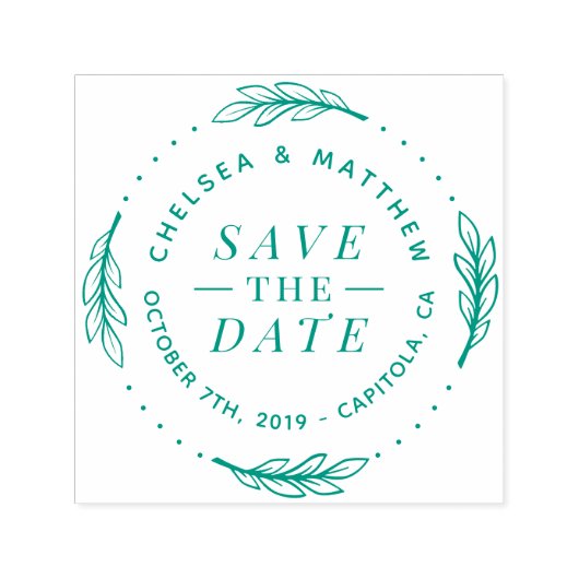 Tampon Auto-encreur Typographie Moderne & Wreath Design Enregistrer La (Design)