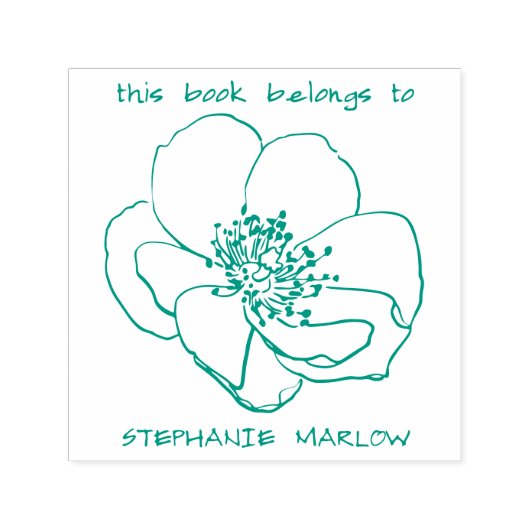 Tampon Auto-encreur Typographie simple Livre de la bibliothèque Fleur (Design)