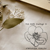 Tampon Auto-encreur Typographie simple Livre de la bibliothèque Fleur