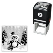 Tampon Auto-encreur Un mignon manchot. (En situation)