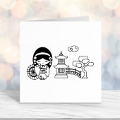 Tampon Auto-encreur Une fille aux parapluies japonaise dans le scandal