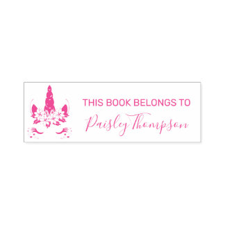 Tampon Auto-encreur Unicorne Florale - Ce Livre Appartient À