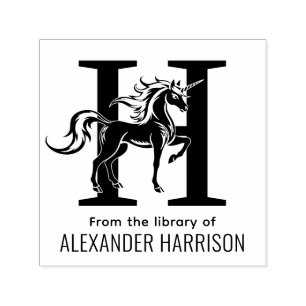 Tampon Auto-encreur Unicorne Mythique Sur Un Seul Livre De Nom D'Init 