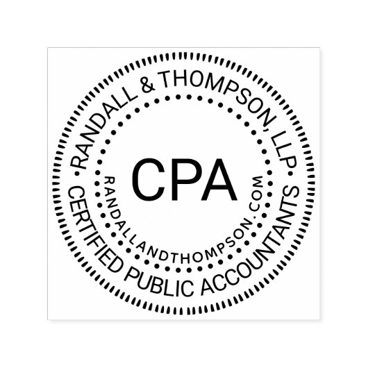 Tampon Auto-encreur URL du nom du cabinet comptable public CPA Cert (Design)