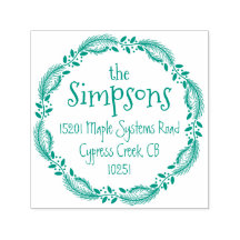 Vacances Wreath Famille Adresse de retour Timbre