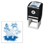 Tampon Auto-encreur Vache mignonne et papillon (En situation)