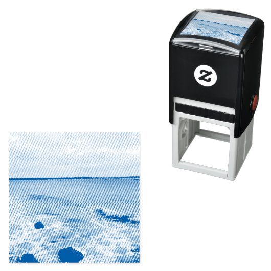 Tampon Auto-encreur Vagues Et Bateaux De Pêche Sur L'Océan, (En situation)