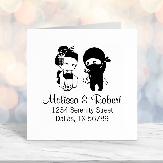 Tampon Auto-encreur Valentine Ninja et Geisha Adresse