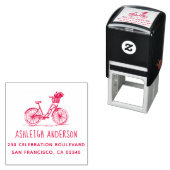 Tampon Auto-encreur Vélo Cute Avec Fleurs Nom Personnalisé Adresse de (En situation)