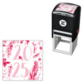 Tampon Auto-encreur Verdure rustique 2025 Bleu Nouvel An Vacances (En situation)