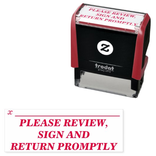 TAMPON AUTO-ENCREUR  "VEUILLEZ CONSULTER, SIGNER ET RETOURNER RAPIDEMEN (En situation)