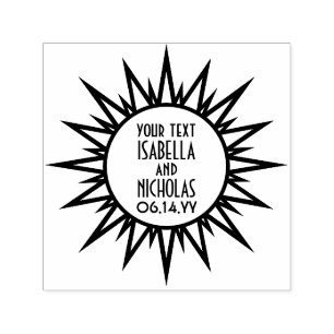 Tampon Auto-encreur Vintage Art Déco Sunburst Chic Mariage élégant