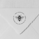 Tampon Auto-encreur Vintage Bumble Bee Ronde Nom et adresse de retour<br><div class="desc">Un design élégant et simple avec une illustration de bourdon d'abeille et votre nom et vos coordonnées en typographie circulaire. Ces timbres sont parfaits pour le courrier personnel, le courrier professionnel, les livres, les livres, les albums, les sacs de faveur, et plus encore! Modifiez facilement ces timbres en cliquant sur...</div>