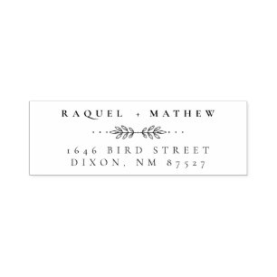 Tampon Auto-encreur Vintage   Elégant Mariage Couple Adresse de retour
