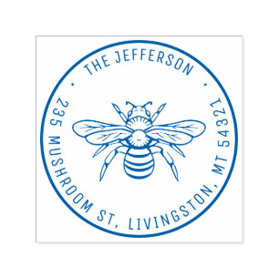 Tampon Auto-encreur Vintage Honey Bee Nom personnalisé Adresse de reto