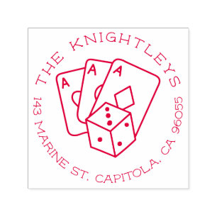 Tampon Auto-encreur Vintage Lucky Ace Tattoo Family Adresse de retour