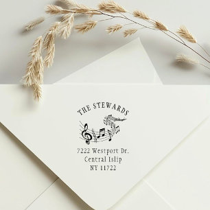 Tampon Auto-encreur Vintage Musical Score Élégant Adresse de retour