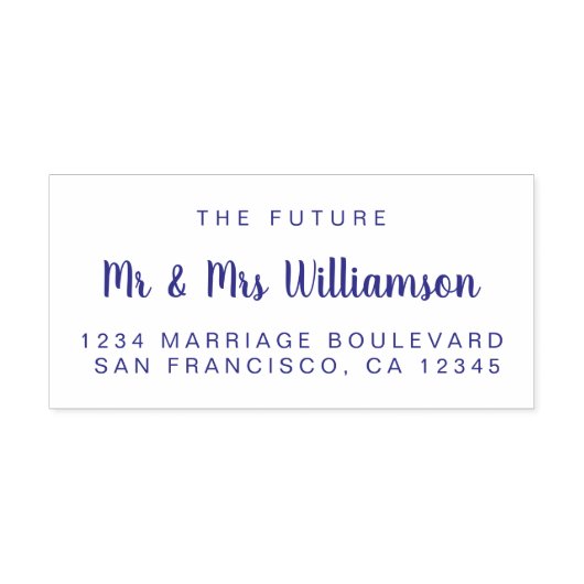 Tampon Auto-encreur Violet Script Future M. Mme Mariage Adresse de ret (Design)