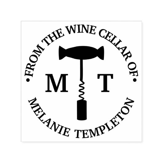 Tampon Auto-encreur Vis-bouchon "De la cave à vin de" Nom 2 Initial (Design)