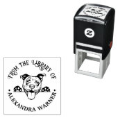 Tampon Auto-encreur Visage de Pit Bull Terrier Chien Rond Bibliothèque (En situation)