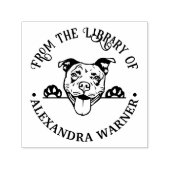 Tampon Auto-encreur Visage de Pit Bull Terrier Chien Rond Bibliothèque (Design)