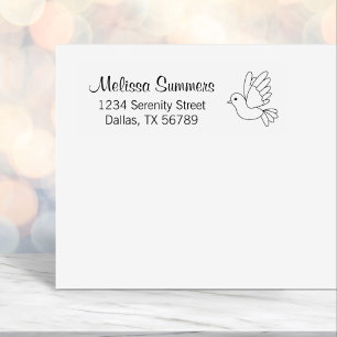 Tampon Auto-encreur Vol Cartoon Dove Pigeon Bird Adresse de retour