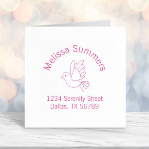 Tampon Auto-encreur Vol Cartoon Dove Pigeon Bird Adresse de retour