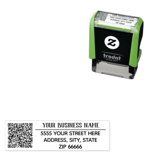 Tampon Auto-encreur Votre code QR Code Scan Info Nom Adresse de retour (En situation)