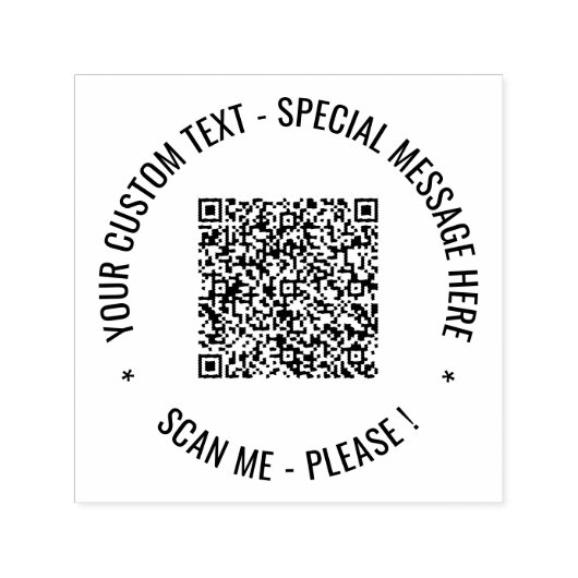 Tampon Auto-encreur Votre code QR et votre Modèle de timbres arrondis  (Design)